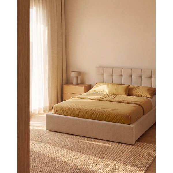 Stolová lampa sivobéžová s textilným tienidlom (výška 35 cm) Algaida – Kave Home-image-2