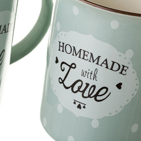 Zeleno-sivý hrnček z kostného porcelánu Unimasa Homemade, 320 ml-image-2