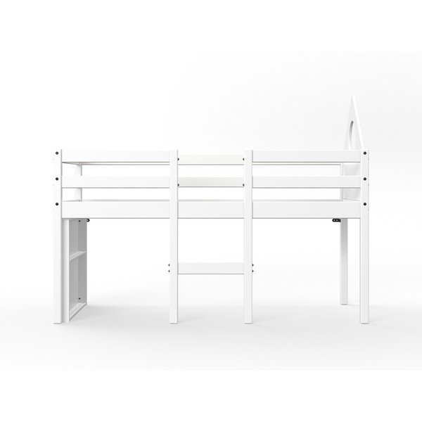 Biela vyvýšená domčeková posteľ z borovicového dreva Flexa White, 70 x 160 cm-image-1