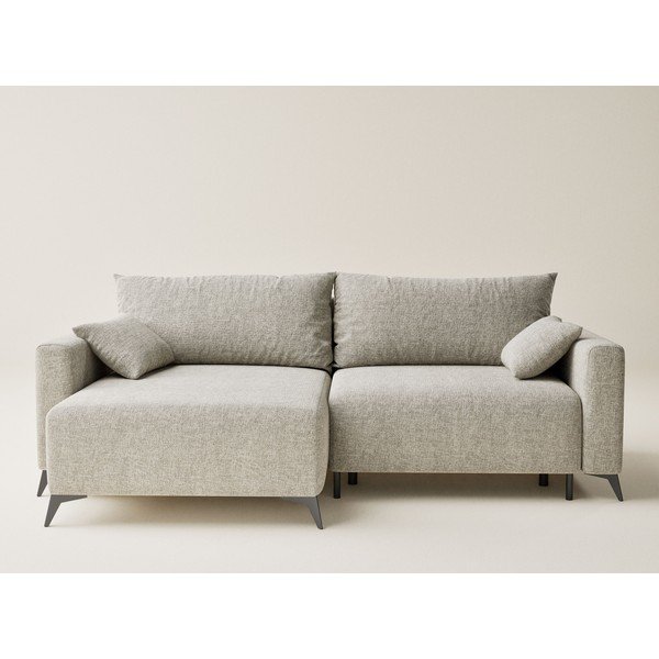 Béžová ženilková rozkladacia/s úložným priestorom rohová pohovka (ľavý roh/s leňoškou) Leon – Maison de Rêve-image-2