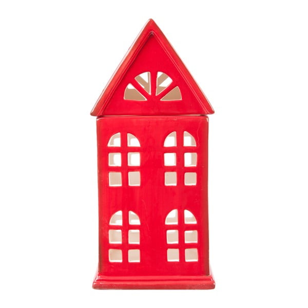 Červený svietnik Clayre & Eef Christmas House, 11 x 23 cm