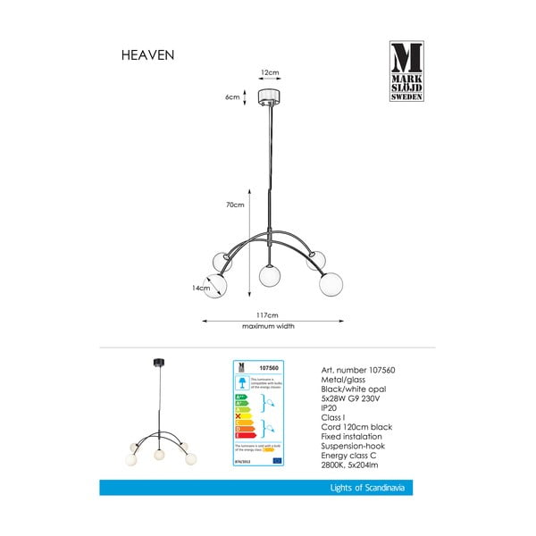 Čierne závesné svietidlo Markslöjd Heavn, ø 117 cm-image-2