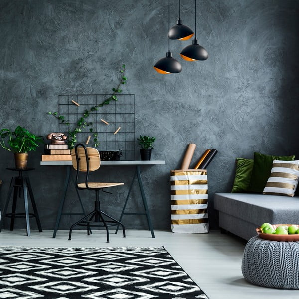 Čierne závesné svietidlo s kovovým tienidlom ø 50 cm Sivani – Opviq lights-image-1