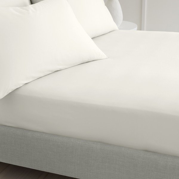 Krémovobiela napínacia plachta z bavlneného perkálu 90x190 cm Cotton Percale – Bianca-image-1