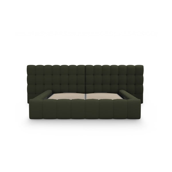 Zelená čalúnená dvojlôžková posteľ s úložným priestorom a roštom 180x200 cm Mamaia – Micadoni Home-image-4