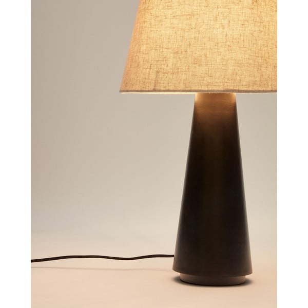 Čierno-béžová stolová lampa s textilným tienidlom (výška 60 cm) Torrent – Kave Home-image-2