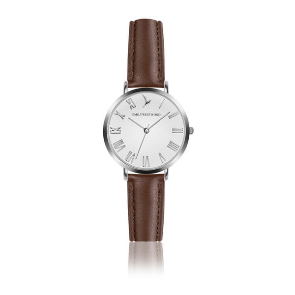 Dámske hodinky s hnedým remienkom z pravej kože Emily Westwood Pastel