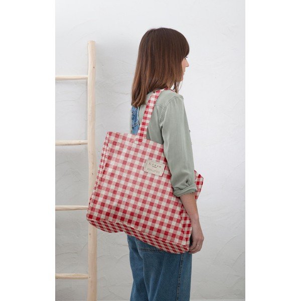 Látková taška Really Nice Things Linen Bag Red Vichy-image-1