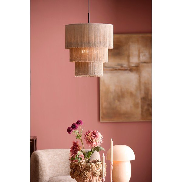 Taupe závesné svietidlo s textilným tienidlom ø 10 cm Malaika – Light & Living-image-1