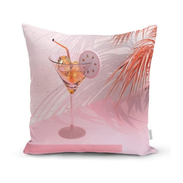 Obliečka na vankúš Minimalist Cushion Covers Drink With Pink BG, 45 x 45 cm