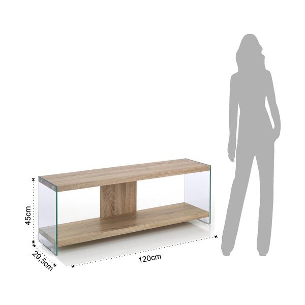 Sklenený TV stolík v prírodnej farbe 120x45x29,5 cm Nancy – Tomasucci-image-4
