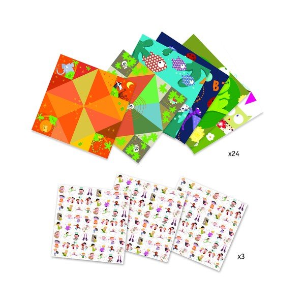 Sada 8 origami papierov so samolepkami Djeco Fortune-image-2