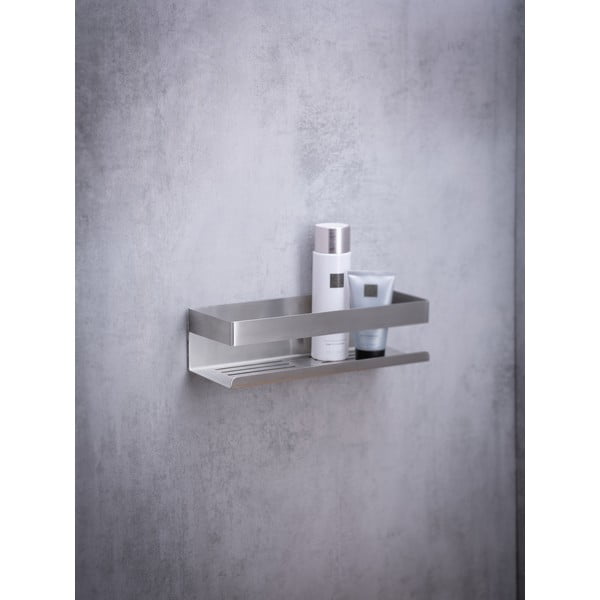 Strieborná samodržiaca kúpeľňová polička z nerezovej ocele v matne striebornej farbe Genova – Wenko-image-3