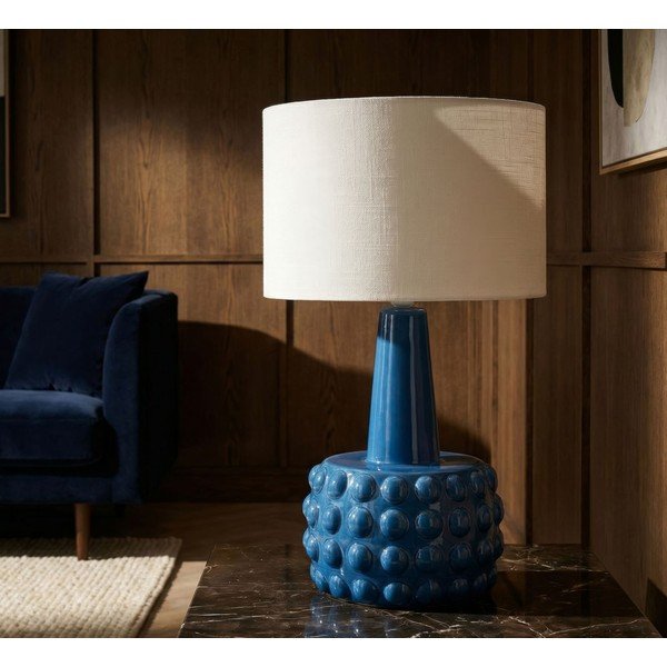Biela/modrá keramická stolová lampa s textilným tienidlom (výška  51,5 cm) Gress – Mauro Ferretti-image-1