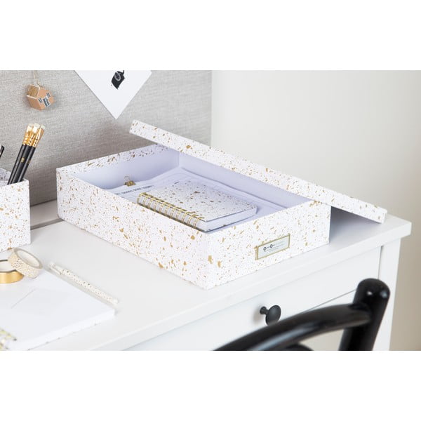 Úložná škatuľa v zlato-bielej farbe Bigso Box of Sweden Oskar-image-1