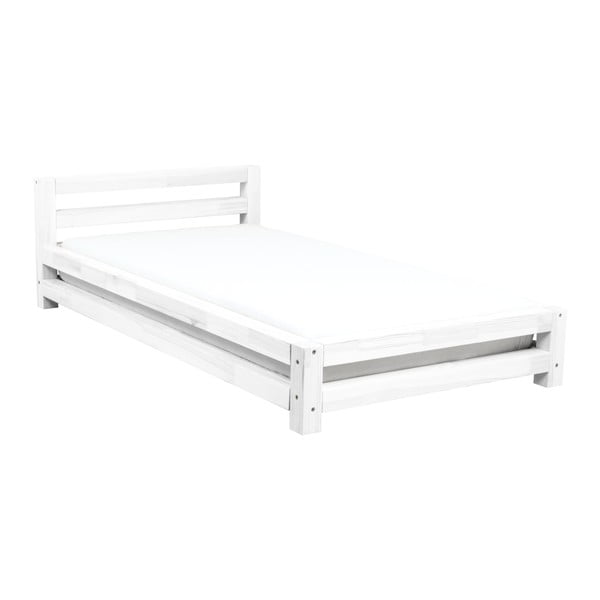Biela jednolôžková posteľ z borovicového dreva Benlemi Single, 90 × 200 cm