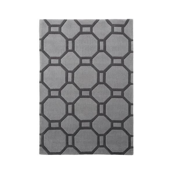 Sivý ručne tuftovaný koberec Think Rugs Hong Kong Tile Grey, 90 × 150 cm