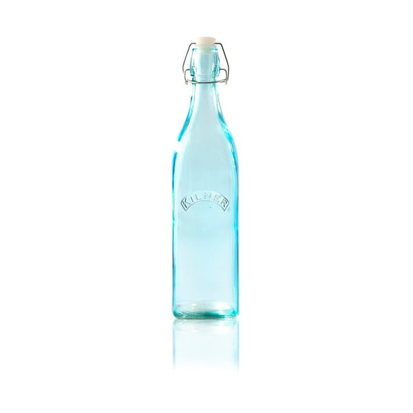 Modrá fľaša s klipom Kilner, 1 l