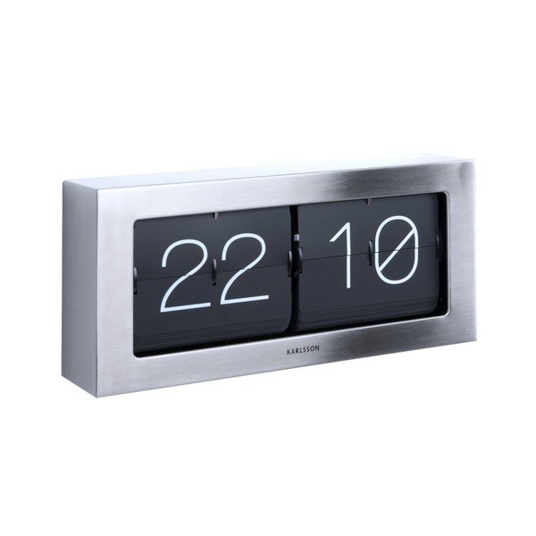 Strieborné preklápajúce hodiny Karlsson Flip, 37 × 17,5 cm-image-1
