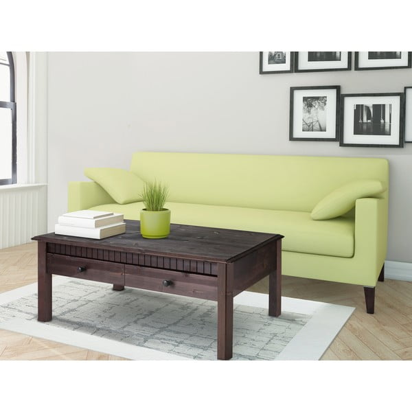 Tmavohnedý konferenčný stolík z masívneho borovicového dreva s 2 zásuvkami Støraa Linda-image-1