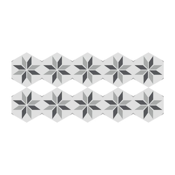 Sada 10 samolepiek na podlahu Ambiance Floor Stickers Hexagons Perina, 40 × 90 cm