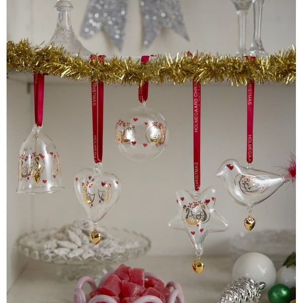 Sklenená ručne fúkaná vianočná ozdoba 8 cm Ann-Sofi Romme Annual Christmas Heart 2025 – Holmegaard-image-1