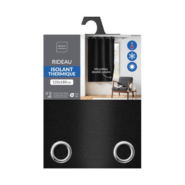 Čierny termo/dimout záves z mikrovlákna 135x180 cm Micropolar – douceur d'intérieur-image-3
