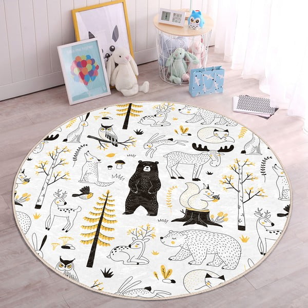 Žlto-biely detský koberec ø 120 cm Comfort – Mila Home-image-4