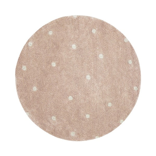 Svetloružový prateľný ručne tkaný bavlnený detský koberec ø140 cm Round Dot Rose – Lorena Canals