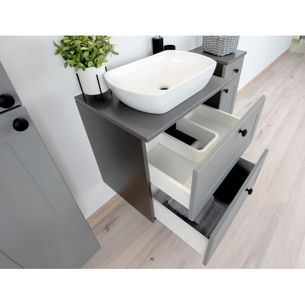 Sivá nízka závesná skrinka pod umývadlo 61,5x60 cm Senja – STOLKAR-image-3