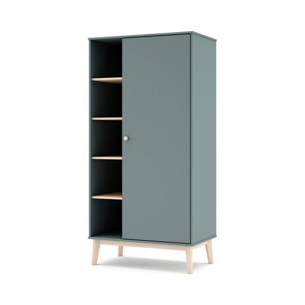 Detská šatníková skriňa sivozelená 90x180x52 cm Esteban – Marckeric-image-4