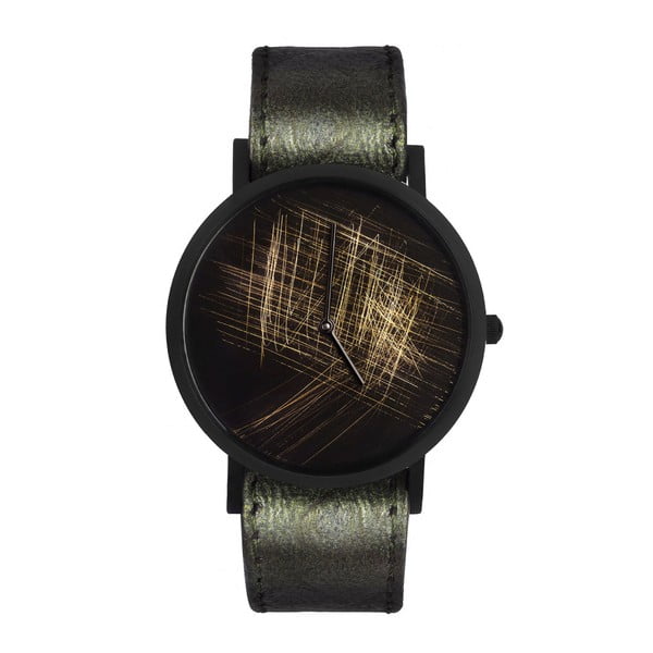 Unisex hodinky s tmavozeleným remienkom South Lane Stockholm Avant Gold Scratch