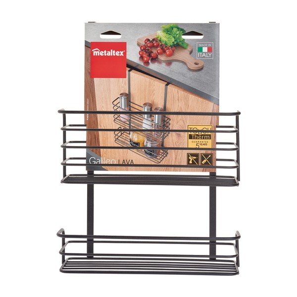 Čierna kovová závesná kuchynská polica Metaltex Galileo Lava Double-image-3