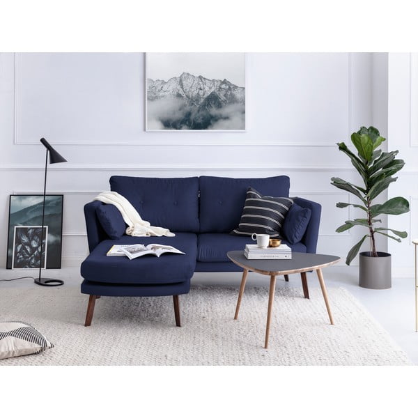 Námornícky modrá trojmiestna pohovka Mazzini Sofas Elena, s leňoškou na ľavom rohu-image-1
