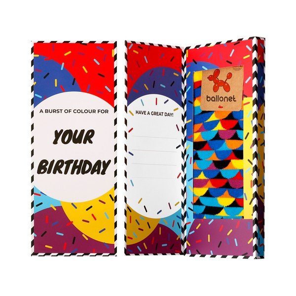 Ponožky v darčekovom balení Ballonet Socks Happy Birthday Socks Card with Sunset, veľkosť 41 - 46-image-1
