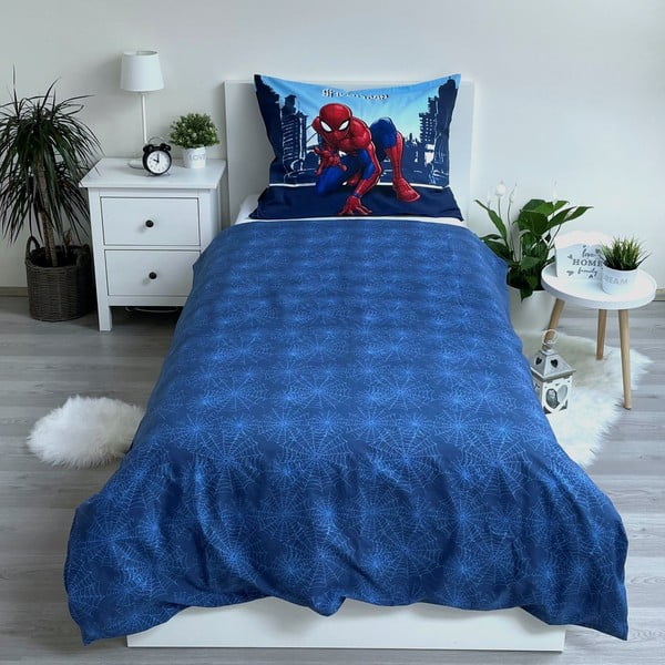 Modré bavlnené detské obliečky na jednolôžko 140x200 cm Spider-man "Blue" – Jerry Fabrics-image-2