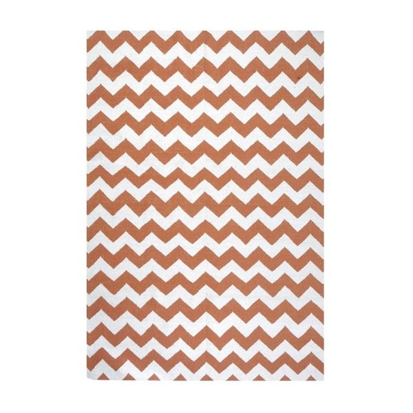 Vlnený koberec Geometry Zic Zac Orange & White, 160x230 cm