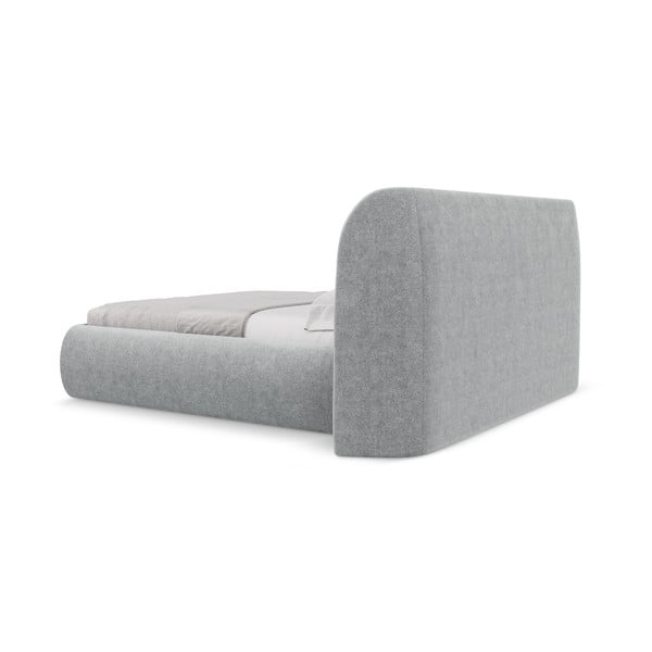 Svetlosivá čalúnená dvojlôžková posteľ s úložným priestorom s roštom 180x200 cm Hauke – Makamii-image-4