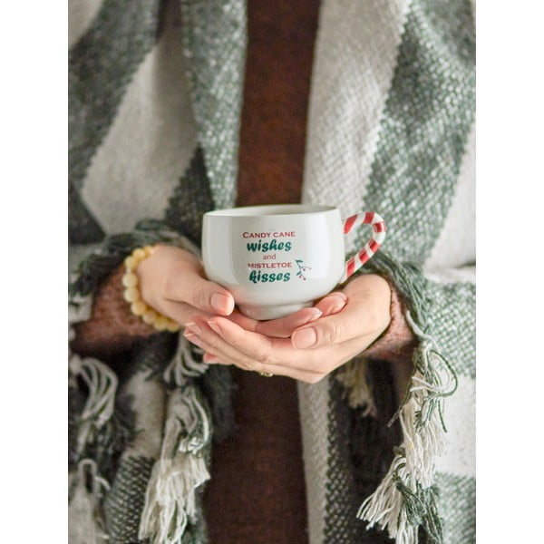 Krémový hrnček na cappuccino s vianočným motívom z kameniny 250 ml Treats – Bloomingville-image-1