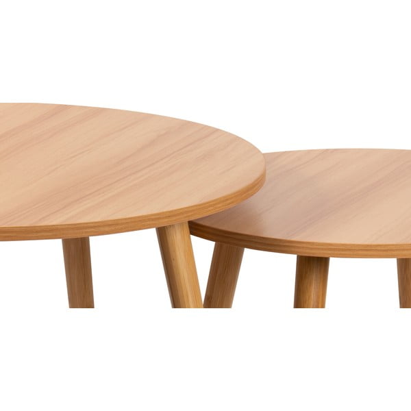 Okrúhle konferenčné stolíky v prírodnej farbe v súprave 2 ks ø 60 cm Luke – Bonami Essentials-image-3