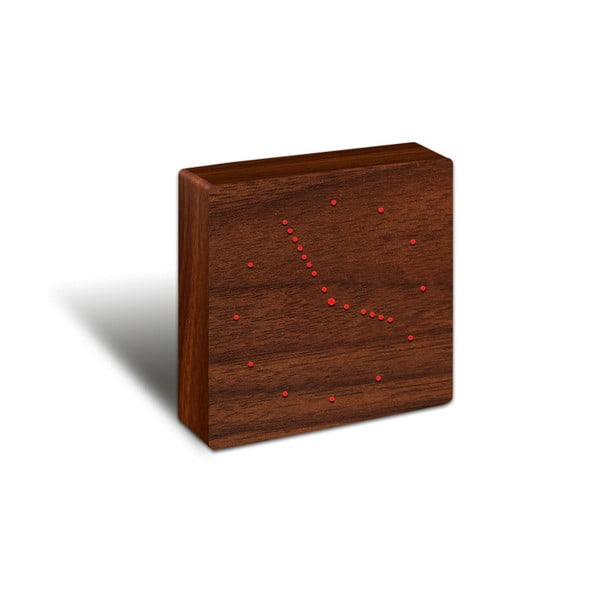 Hnedý budík s červeným LED displejom Gingko Analogue Click Clock