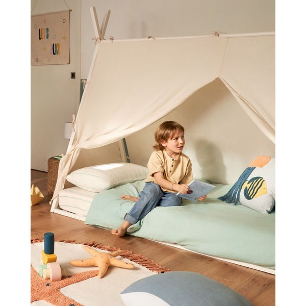 Biela domčeková detská posteľ z bukového dreva s roštom 90x190 cm Maralis – Kave Home-image-2