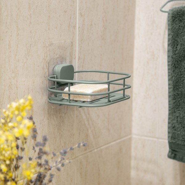 Samodržiaca kovová nádobka na mydlo v mentolovej farbe Grena – Compactor-image-1