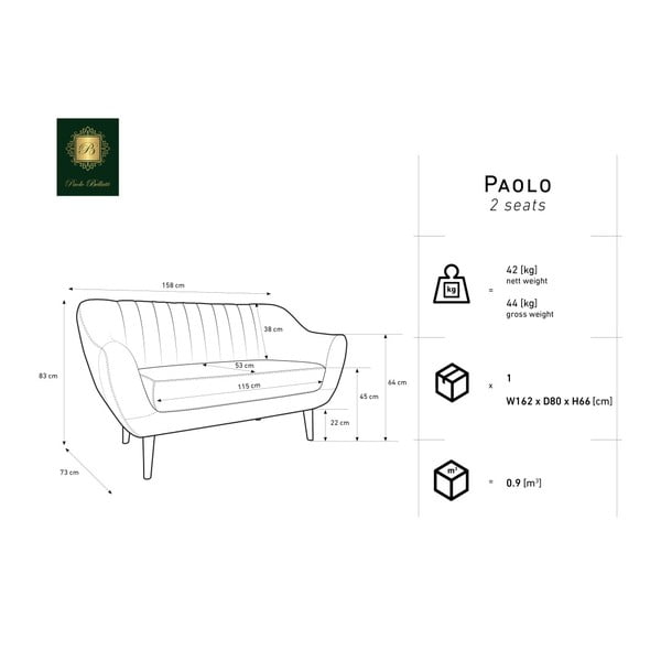 Modrá dvojmiestna pohovka Mazzini Sofas Benito-image-3