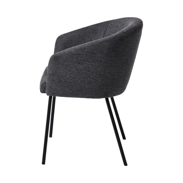 Tmavosivé čalúnené jedálenské kreslo s podrúčkami Easton – Unique Furniture-image-4