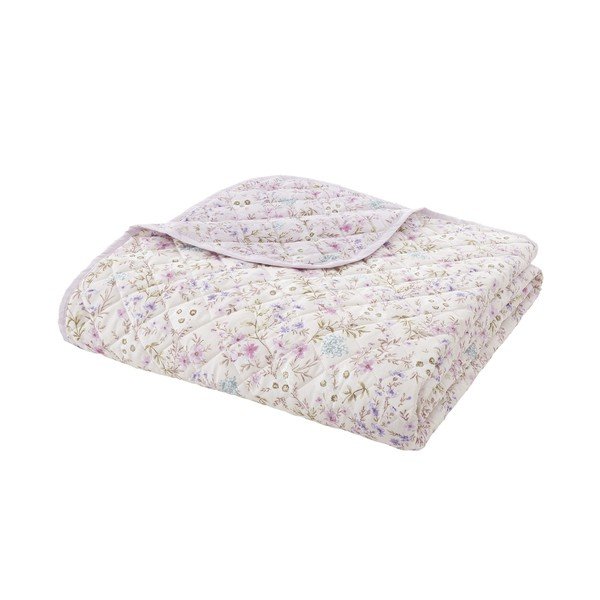 Bavlnený prešívaný pléd v levanduľovej a béžovej farbe 220x230 cm Ditsy Floral – Bianca