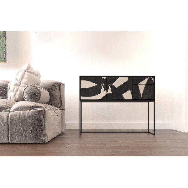 Čierno-béžová nízka komoda 113x92 cm Freya – Really Nice Things-image-3