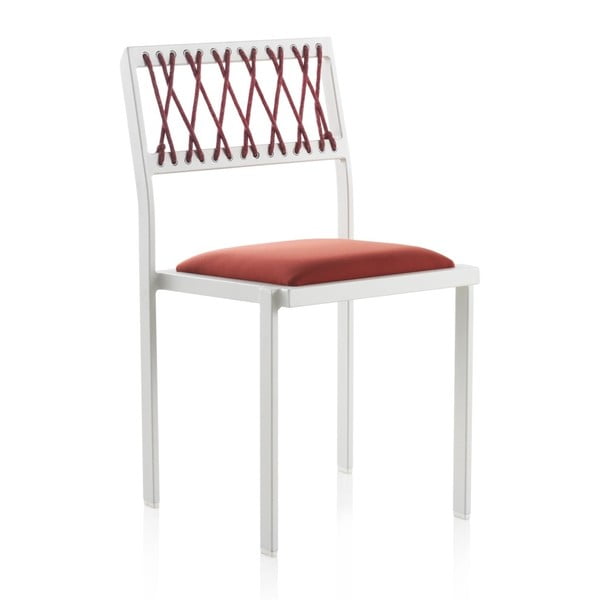 Biela záhradná stolička s červenými detailmi Geese Seally