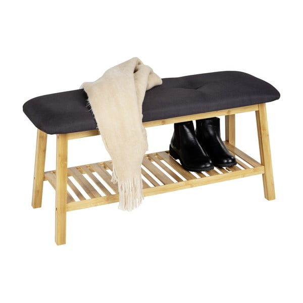 Čierna/prírodná bambusová polica s lavicou Ecori - Wenko-image-2