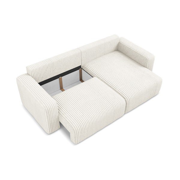 Krémová menčestrová rozkladacia/s úložným priestorom rohová pohovka (pravý roh/s leňoškou) Kona – Makamii-image-4